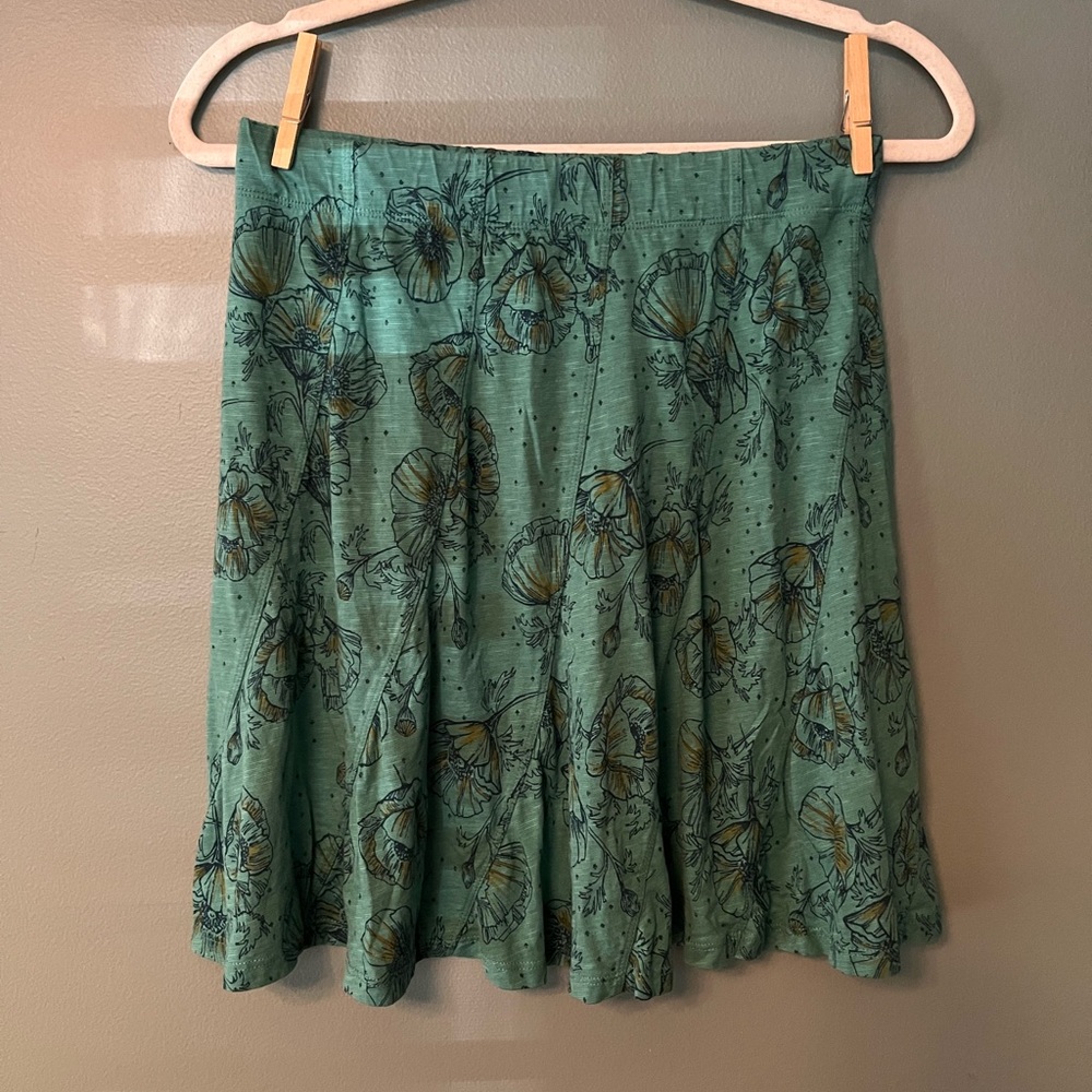 Toad&Co Green Skater Tulip Mini Skirt with Pleats